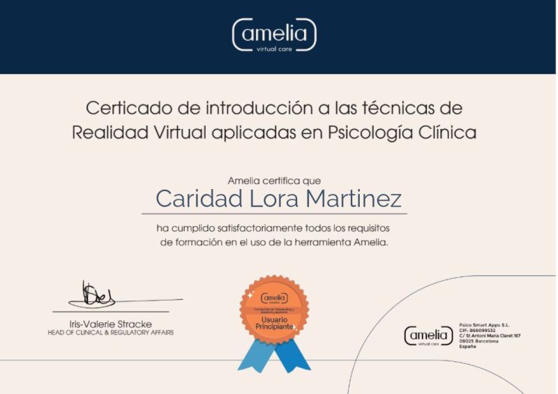 certificado terapia realidad virtual